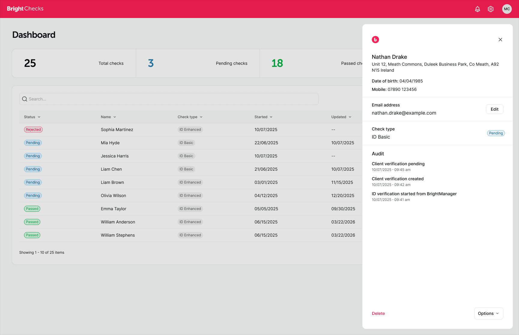BrightChecks - Dashboard